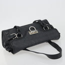 Salvatore Ferragamo Gancini Shoulder Bag Leather Black Silver Auth 193966A-6