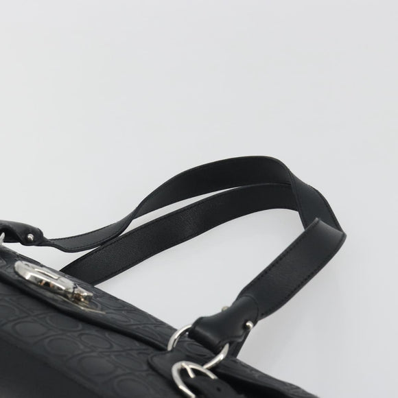 Salvatore Ferragamo Gancini Shoulder Bag Leather Black Silver Auth 193966A