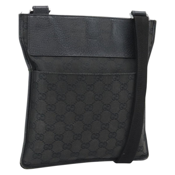 GUCCI GG Canvas Shoulder Bag Black Silver 27639 Auth 193967
