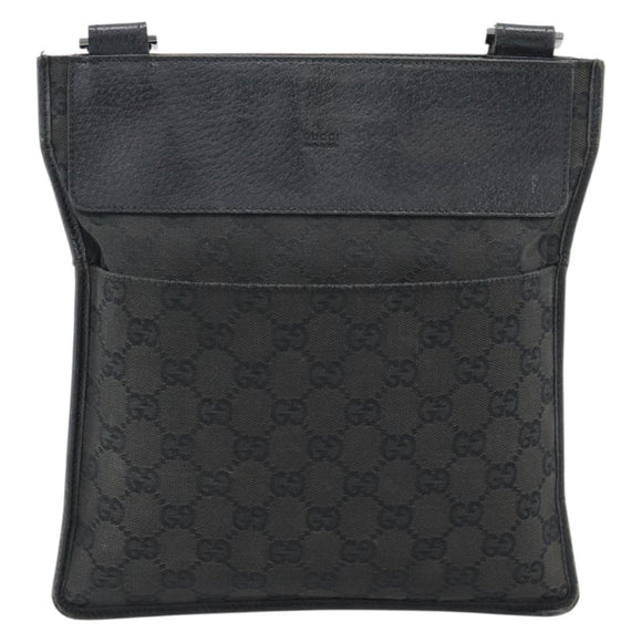GUCCI GG Canvas Shoulder Bag Black Silver 27639 Auth 193967