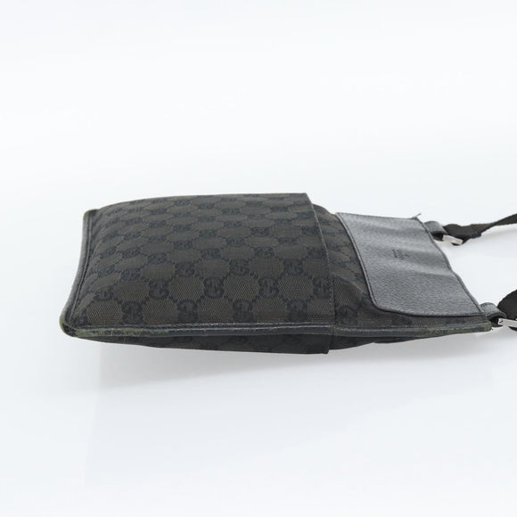 GUCCI GG Canvas Shoulder Bag Black Silver 27639 Auth 193967
