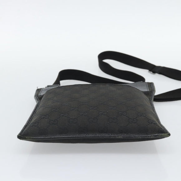 GUCCI GG Canvas Shoulder Bag Black Silver 27639 Auth 193967