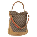 GUCCI GG Canvas Bamboo Sherry Line Bag 2way Beige Gold 001 4058 Auth 193968-1
