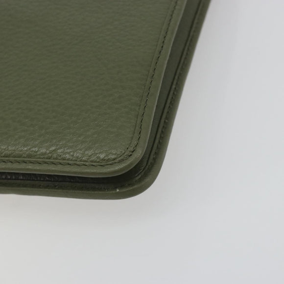 Christian Dior Chain Shoulder Bag Leather Green Gold Auth 193969