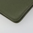 Christian Dior Chain Shoulder Bag Leather Green Gold Auth 193969-14
