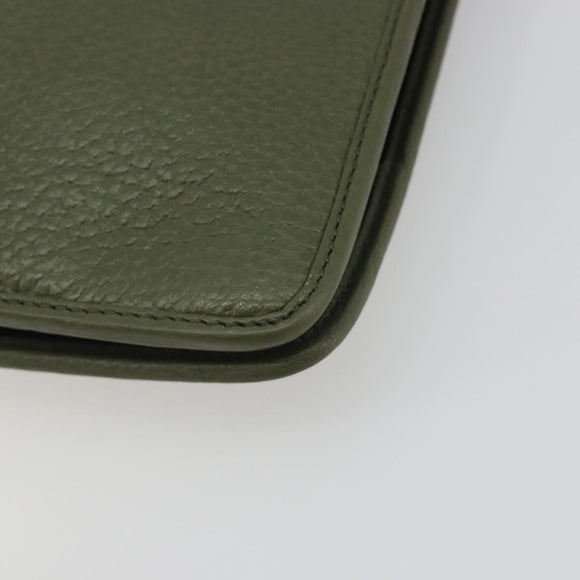 Christian Dior Chain Shoulder Bag Leather Green Gold Auth 193969