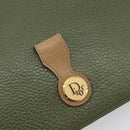 Christian Dior Chain Shoulder Bag Leather Green Gold Auth 193969-17