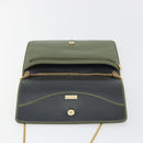 Christian Dior Chain Shoulder Bag Leather Green Gold Auth 193969-10