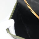 Christian Dior Chain Shoulder Bag Leather Green Gold Auth 193969-20