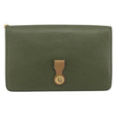 Christian Dior Chain Shoulder Bag Leather Green Gold Auth 193969-13