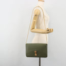 Christian Dior Chain Shoulder Bag Leather Green Gold Auth 193969-21