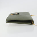 Christian Dior Chain Shoulder Bag Leather Green Gold Auth 193969-3