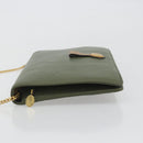 Christian Dior Chain Shoulder Bag Leather Green Gold Auth 193969-4