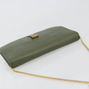 Christian Dior Chain Shoulder Bag Leather Green Gold Auth 193969-6