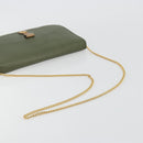 Christian Dior Chain Shoulder Bag Leather Green Gold Auth 193969-7