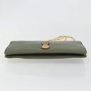Christian Dior Chain Shoulder Bag Leather Green Gold Auth 193969-5