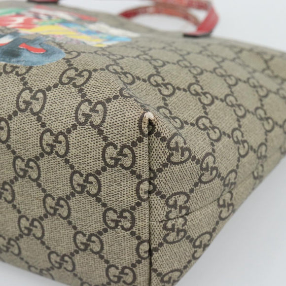 GUCCI GG Supreme Children's Hand Bag PVC Beige Silver 410812 Auth 193974