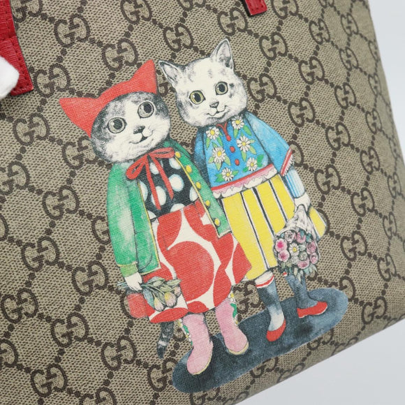 GUCCI GG Supreme Children's Hand Bag PVC Beige Silver 410812 Auth 193974