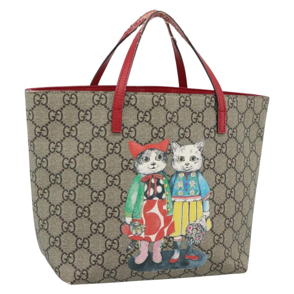GUCCI GG Supreme Children's Hand Bag PVC Beige Silver 410812 Auth 193974