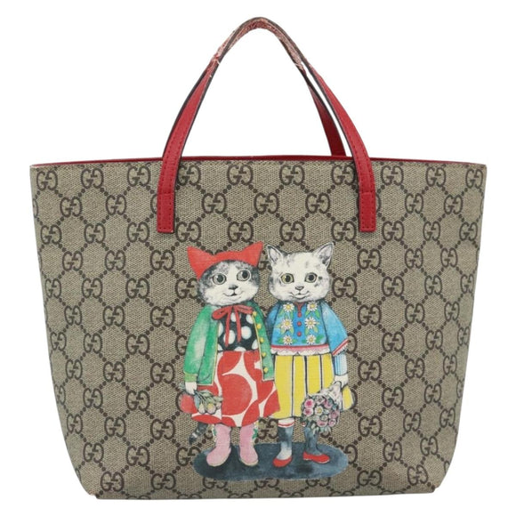 GUCCI GG Supreme Children's Hand Bag PVC Beige Silver 410812 Auth 193974