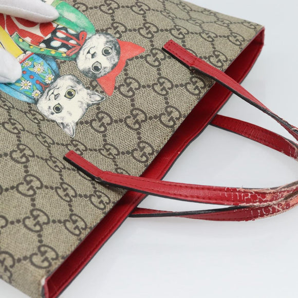 GUCCI GG Supreme Children's Hand Bag PVC Beige Silver 410812 Auth 193974