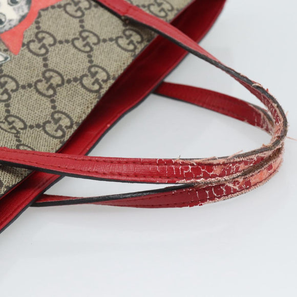 GUCCI GG Supreme Children's Hand Bag PVC Beige Silver 410812 Auth 193974