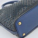 PRADA Hand Bag Vinyl 2way Blue Gold Auth 193975-13