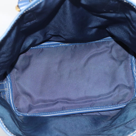 PRADA Hand Bag Vinyl 2way Blue Gold Auth 193975