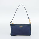 PRADA Hand Bag Vinyl 2way Blue Gold Auth 193975-21
