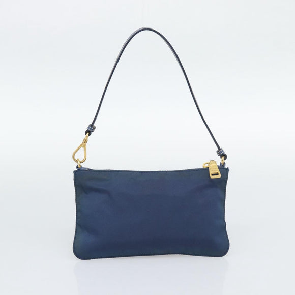 PRADA Hand Bag Vinyl 2way Blue Gold Auth 193975