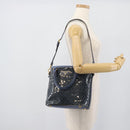 PRADA Hand Bag Vinyl 2way Blue Gold Auth 193975-27