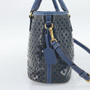 PRADA Hand Bag Vinyl 2way Blue Gold Auth 193975-4