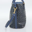 PRADA Hand Bag Vinyl 2way Blue Gold Auth 193975-5