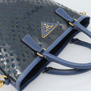 PRADA Hand Bag Vinyl 2way Blue Gold Auth 193975-6