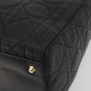 Christian Dior Canage Hand Bag Lamb Skin Black Gold Auth 193978A-10
