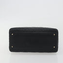 Christian Dior Canage Hand Bag Lamb Skin Black Gold Auth 193978A-9