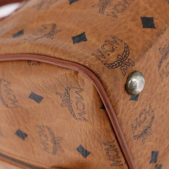 MCM Vicetos Logogram Hand Bag PVC Leather 2way Brown Gold Auth 193981