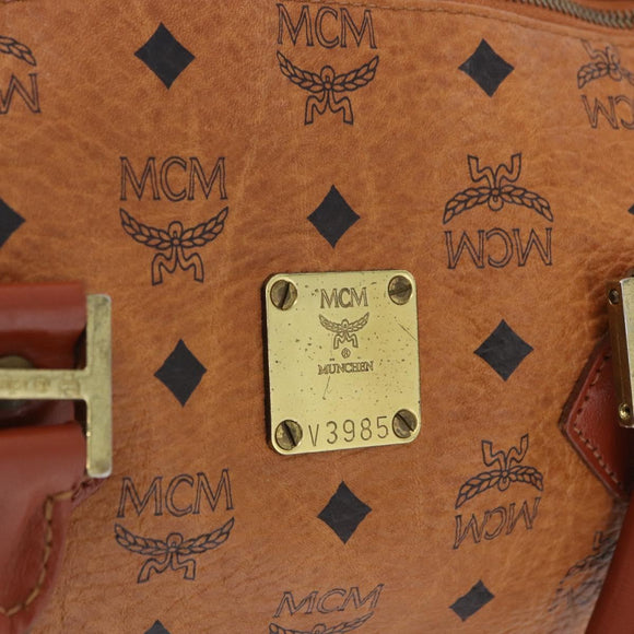 MCM Vicetos Logogram Hand Bag PVC Leather 2way Brown Gold Auth 193981