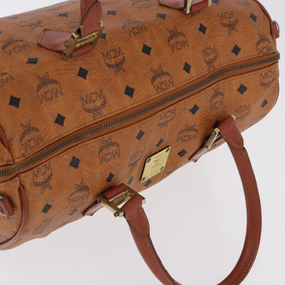 MCM Vicetos Logogram Hand Bag PVC Leather 2way Brown Gold Auth 193981