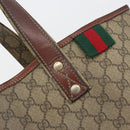 GUCCI GG Supreme Web Sherry Line Tote Bag PVC Beige Gold 211134 Auth 193984-15