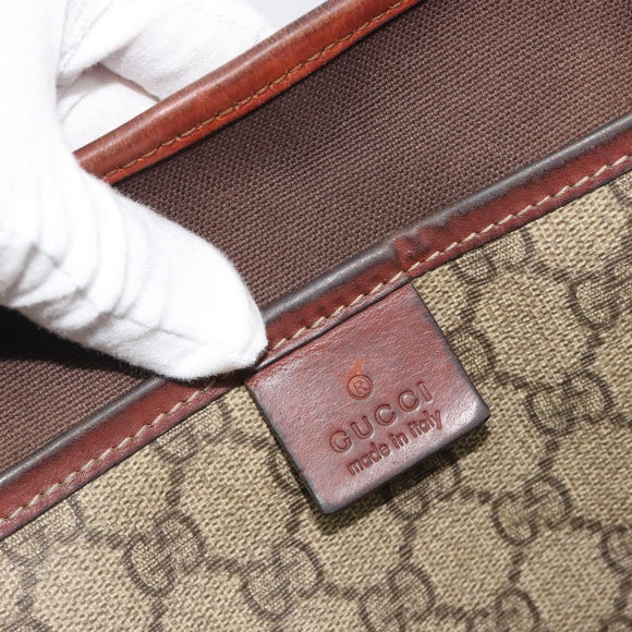 GUCCI GG Supreme Web Sherry Line Tote Bag PVC Beige Gold 211134 Auth 193984