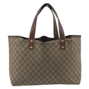 GUCCI GG Supreme Web Sherry Line Tote Bag PVC Beige Gold 211134 Auth 193984-3