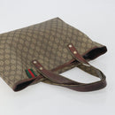 GUCCI GG Supreme Web Sherry Line Tote Bag PVC Beige Gold 211134 Auth 193984-6