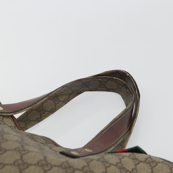 GUCCI GG Supreme Web Sherry Line Tote Bag PVC Beige Gold 211134 Auth 193984
