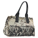 Miu Miu Tote Bag Canvas Beige Gold Auth 193986-13