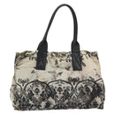 Miu Miu Tote Bag Canvas Beige Gold Auth 193986-2