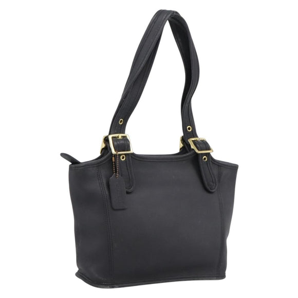 Coach Shoulder Bag Leather Black Gold Auth 193995