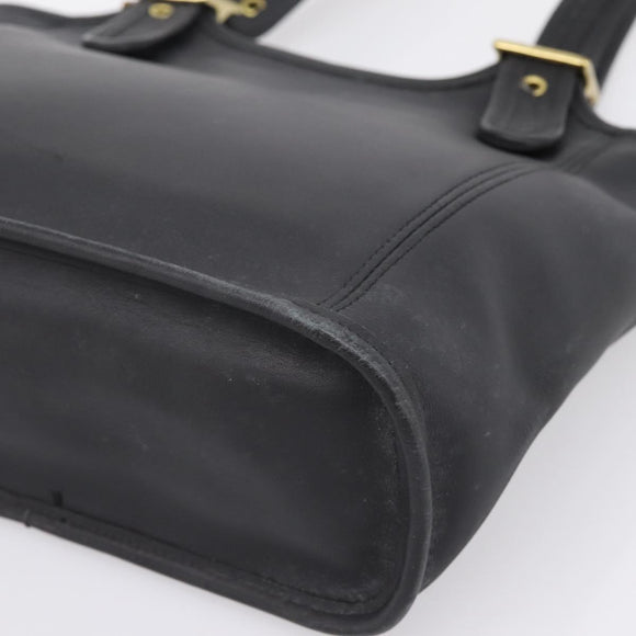 Coach Shoulder Bag Leather Black Gold Auth 193995