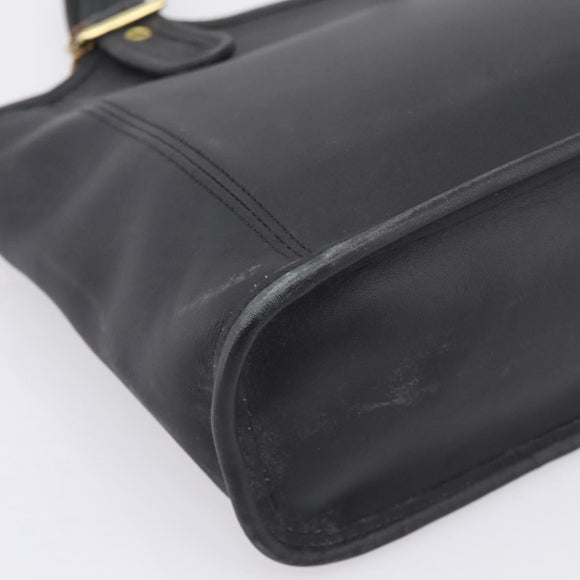 Coach Shoulder Bag Leather Black Gold Auth 193995