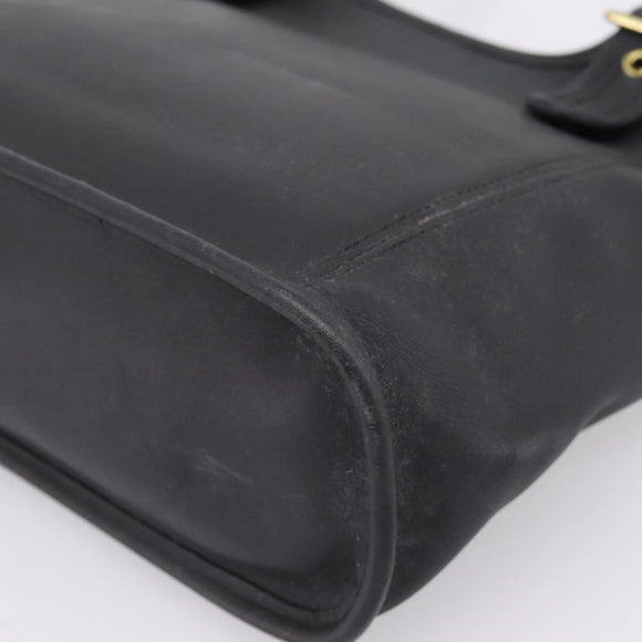 Coach Shoulder Bag Leather Black Gold Auth 193995